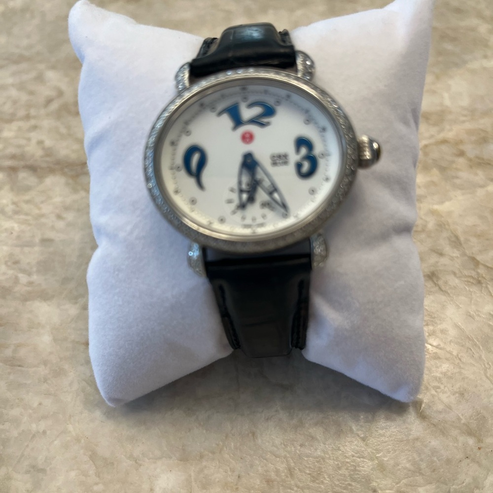 Michele CSX Blue Diamond Watch with Alligator Band- Rare style! Authentic